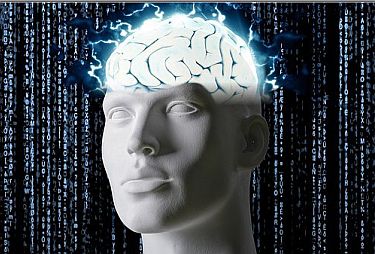 Gehirn mit Blitzen um Energie von Subliminals zu zeigen